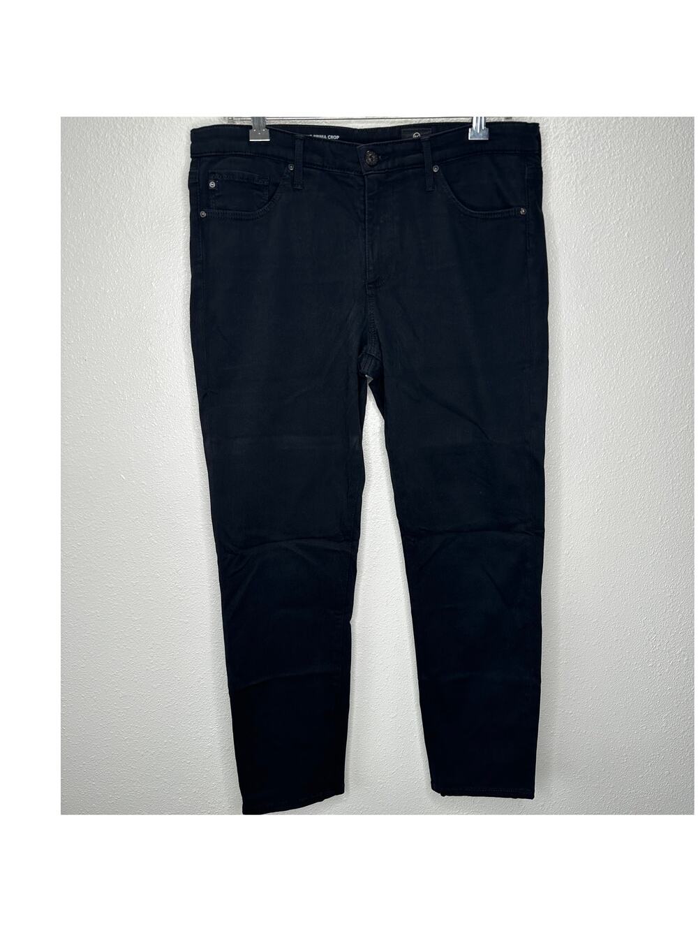 AG Worn Black Suede Look Prima Crop Cigarette Crop Jeans 30